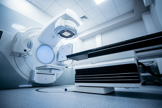 Linear accelerator for oncology treatment in a modern medical facility, showcasing advanced technology and equipment designed for patient care and precision therapy