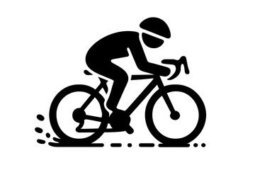 Black silhouette of a professional cyclist riding a racing bicycle at high speed