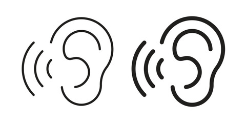 Listening icon Collection for mobile and web apps. Editable stroke line and glyph icons.