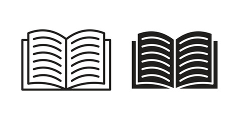 open book icon Collection for mobile and web apps. Editable stroke line and glyph icons.
