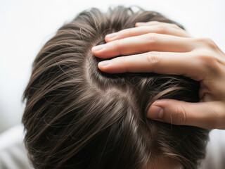 Obraz premium Hands resting on head in thought isolated on white background