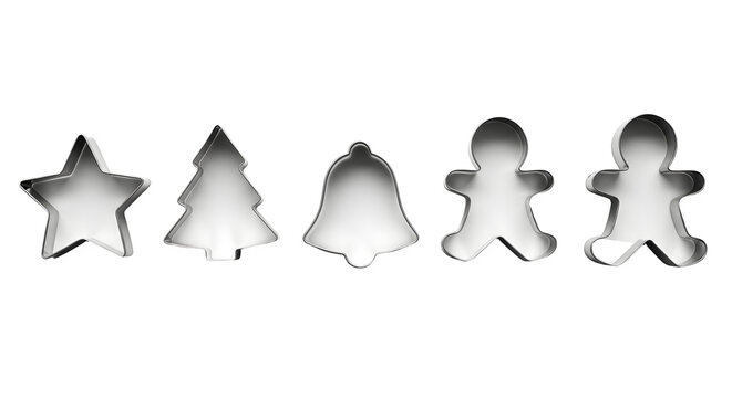 Christmas cookie cutters isolated on transparent background