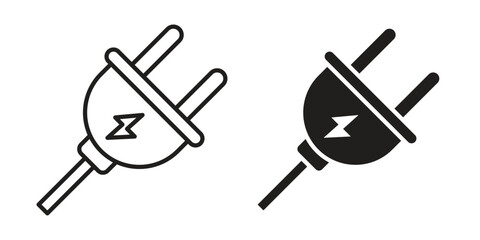 Plug icon Collection for mobile and web apps. Editable stroke line and glyph icons.