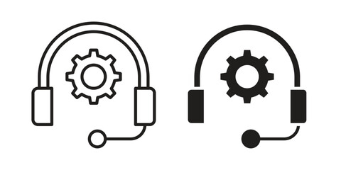 Technical support icon Collection for mobile and web apps. Editable stroke line and glyph icons.