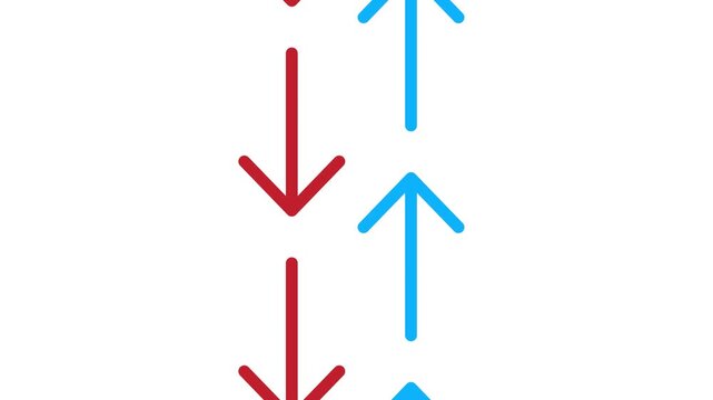 Rising and falling arrows. Red and blue arrows. Ideal for sales, increase or decrease of invested assets