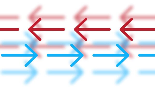 Arrows pointing left and right. Red and blue arrows. Ideal for sales, increases, or decreases in investment assets.