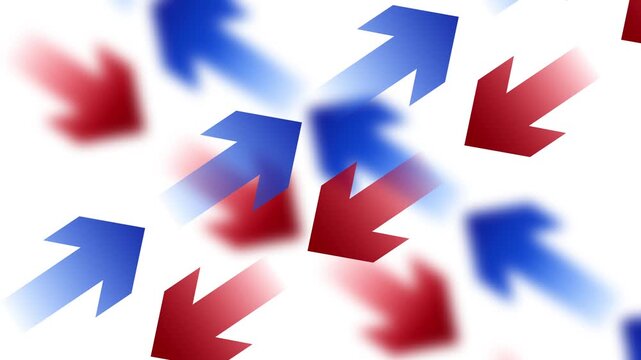 Rising and falling arrows. Red and blue arrows. Ideal for sales, increase or decrease of invested assets