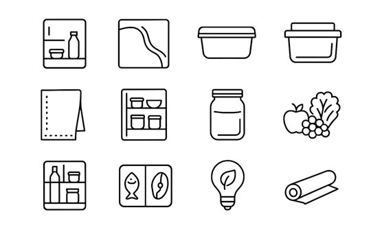 Mindful load icons shelf weekly zones fridge icon set vector symbol dated