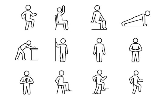 Workout back twist doorframe vector climb lifts hand stretch micro yoga icon