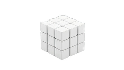 White Cube Puzzle on White Background