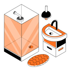 An illustration design of bathroom isolated on white background