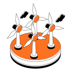 Windmills illustration, editable vector