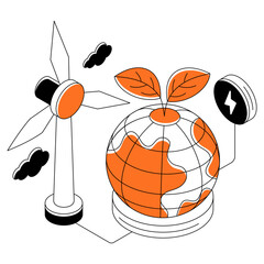 Editable design illustration of global renewable energy