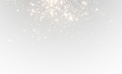 Fototapeta premium Golden shimmer effect with lens flares and bokeh dust on a transparent background. PNG format with transparent shimmering bokeh dust and twinkling stars.