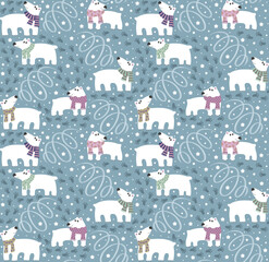 Polar Bear Kids Winter Seamless Pattern