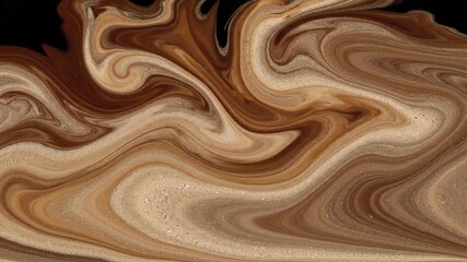 Dynamic abstract background featuring swirling patterns of rich brown creamy beige and warm caramel tones creating a mesmerizing liquid marble effect with organic flowing lines and smooth textures pe.