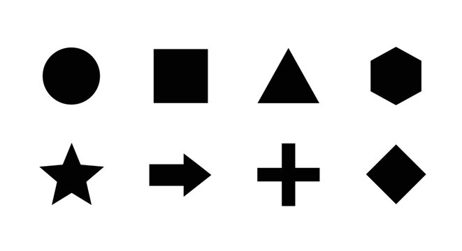Geometric shapes including a circle square triangle star and diamond 