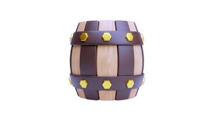 Wooden Barrel Isolated on White Background