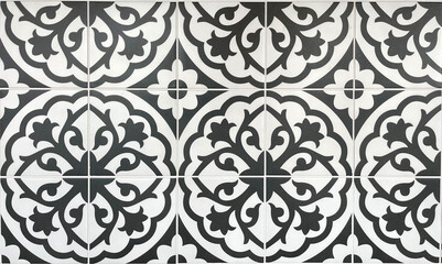 Fototapeta premium Black and white ceramic wall tile texture.