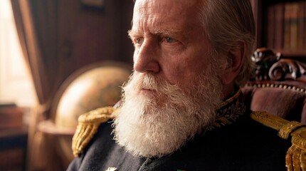 Elderly Dom Pedro II wearing historical military uniform