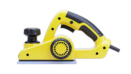 Yellow Electric Planer Tool Isolated on White Background