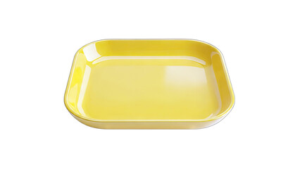 Yellow Rectangular Plate Isolated on White Background