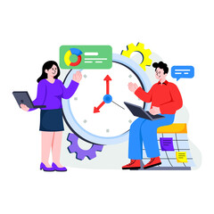 A beautiful design illustration of project time management