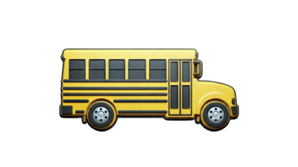 Yellow School Bus Isolated on White Background