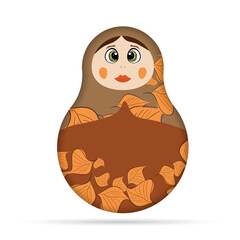 Russian Matryoshka. Traditional Russian folklore dolls with big eyes and lips. Babushka doll with hohloma, traditional painted floral pattern. Hand drawn vector illustration.