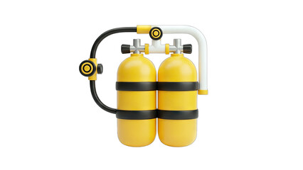 Yellow Scuba Tank Equipment on White Background