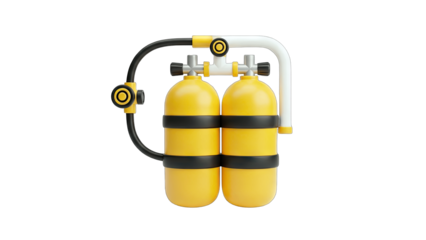 Yellow Scuba Tank Equipment on White Background