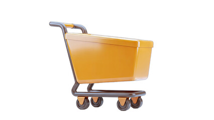 Yellow Shopping Cart Isolated on White Background