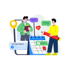 Trendy design illustration of online doctor appointment