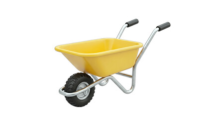 Yellow Wheelbarrow Isolated on White Background