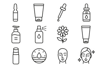 Complex skin vial essentials bottle vector icon cleanser minimal calming cream face