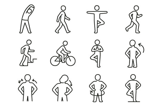 Morning calf healthy icons upright vector yoga pose icon action shoulder mobility