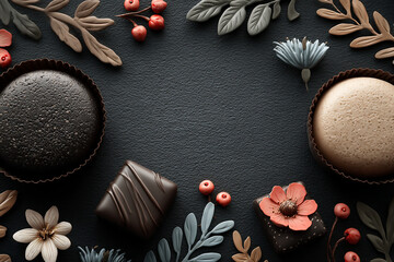 チョコレートと装飾の背景