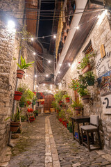 Albania Berat city old stone quarter stone house and street, Mangalem