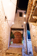 Albania Berat city old stone quarter stone house and street, Mangalem