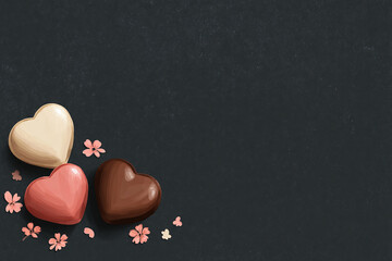 ハート型チョコと桜