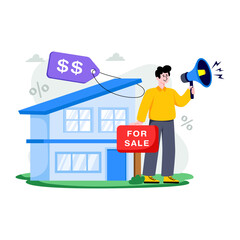 Creative design illustration of home sale promotion
