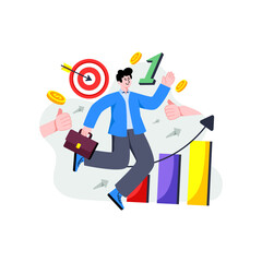 Modern design illustration of successful businessman