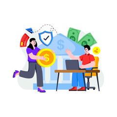 Trendy design illustration of secure banking service