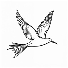 Obraz premium Abstract black bird silhouette in flight, minimalist line art, freedom concept symbol. Stylized form, isolated on white, clean design element for logos and graphics.