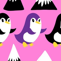 Christmas animals seamless penguin pattern for wrapping paper and fabrics and kids print