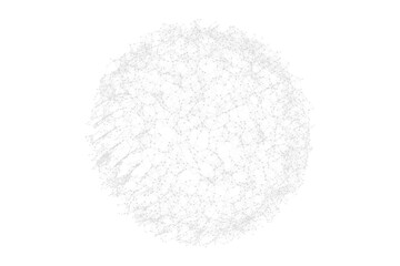Abstract Plexus sphere or circle. Dots connected by lines. Technology abstract background. Minimalist mesh backdrop. Abstract polygonal shape.