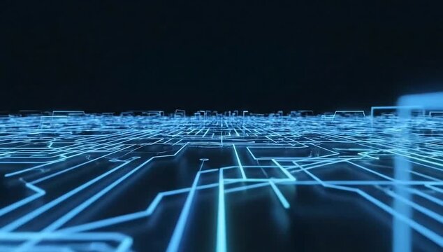Minimal futuristic technology motion background, thin glowing lines moving slowly, dark clean background, smooth animation