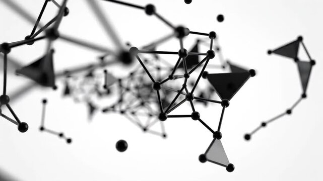 Abstract Network of Connected Triangles and Dots.