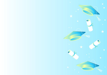 Frame with Graduation caps. Education concept. Template for graduation design, high school or college congratulation graduate, yearbook