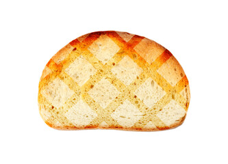 Toast bread slice with grill marks isolated on white